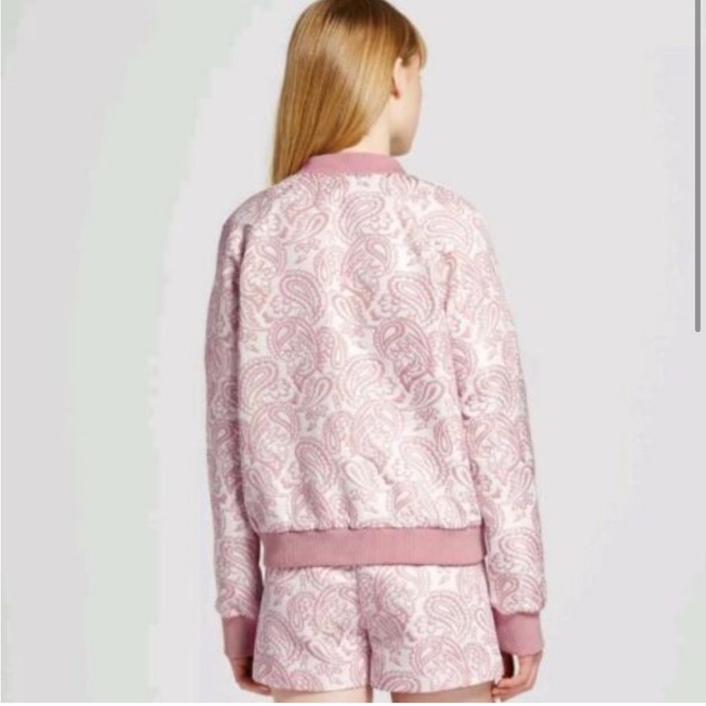 NWT Victoria Beckham Jacquard Blush Paisley Bomber Jacket - Picture 4 of 10